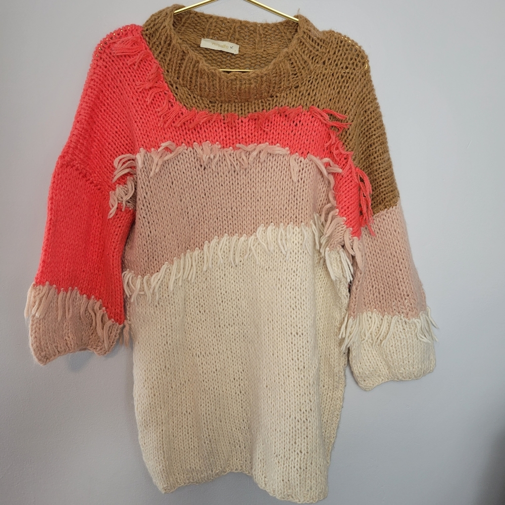 3 Large Veroalfie Mohair Wool Blend Fringe Sweater